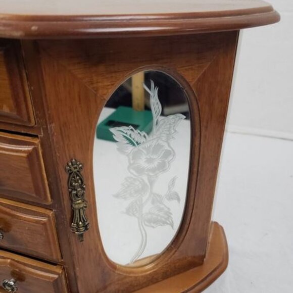 Vintage London Leather Wood Jewelry Box - Picture 2 of 3